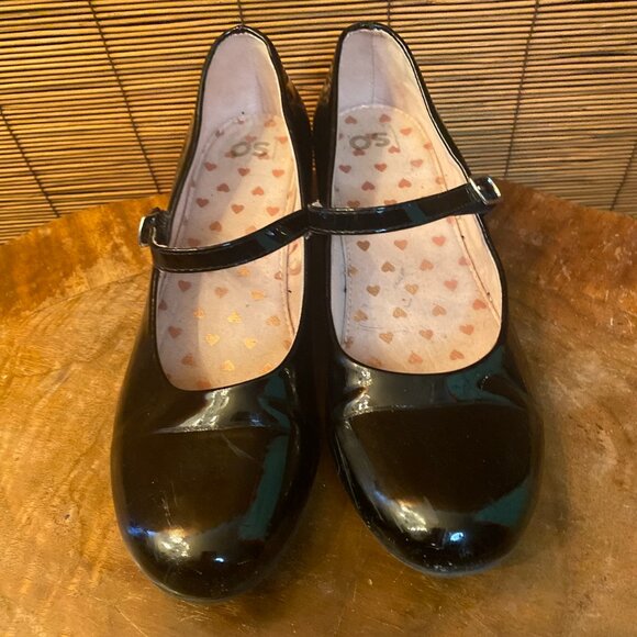 SO Girls Patent Leather Mary Jane with Sparkle Heel Size 5 EUC - Picture 1 of 6